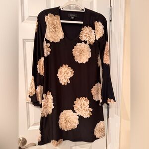 Karen Kane Black Dress with Cream Floral Design